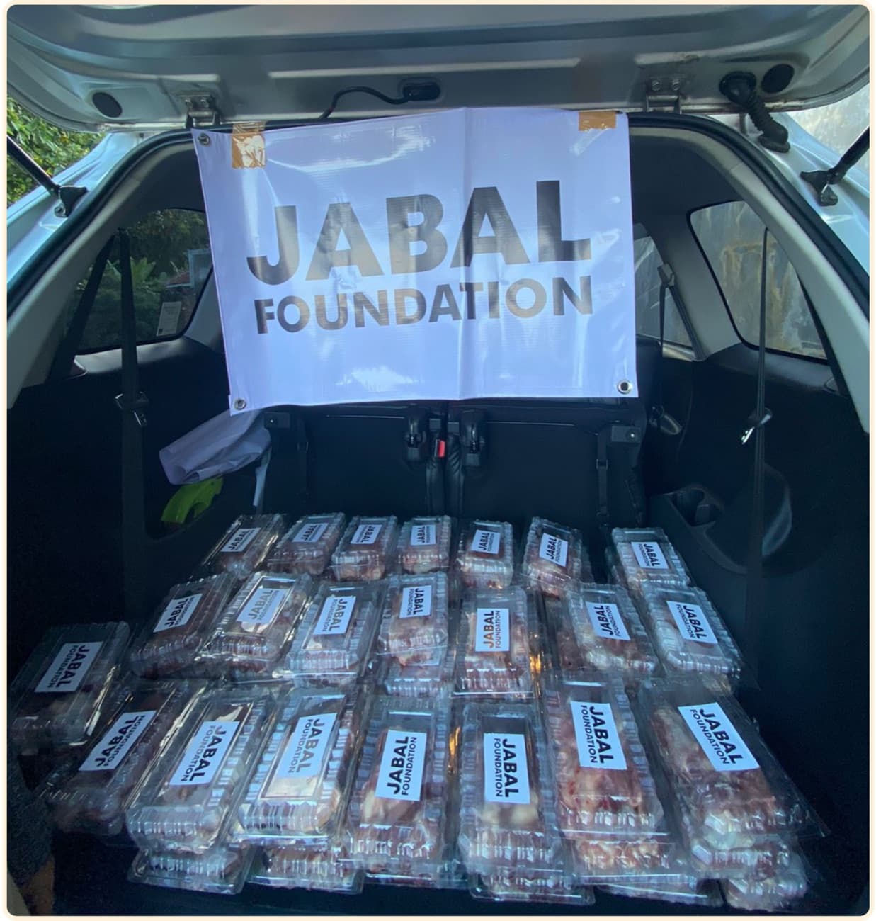 Qurbani meat packed for distribution under the Jabal Foundation banner
